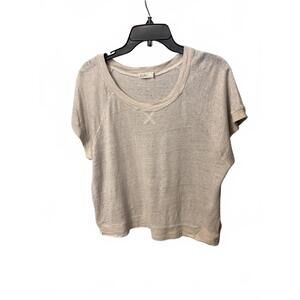 Barefoot Dreams Malibu Collection 100% Linen Raglan Tee Light Beige- XL- Capsule